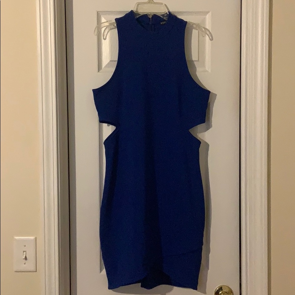 Blue cut out dress